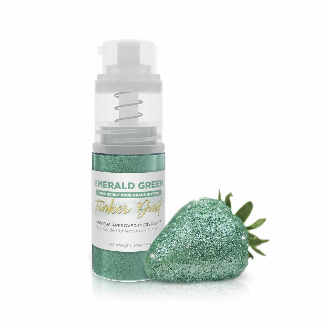 Bakell - Emerald Green Tinker Dust Edible Glitter (4g, 1x Spray Pump) for Food, Desserts, and Beverages!